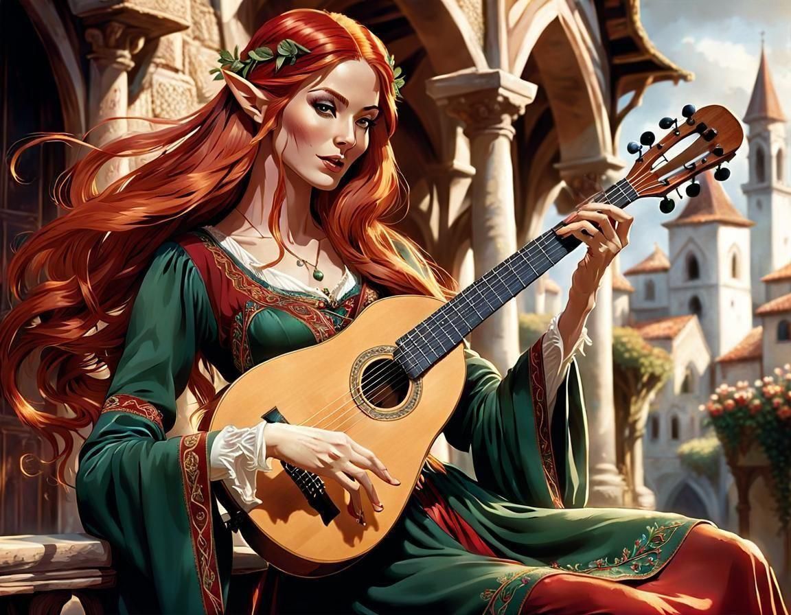 Elven Bard in Comic Art Style