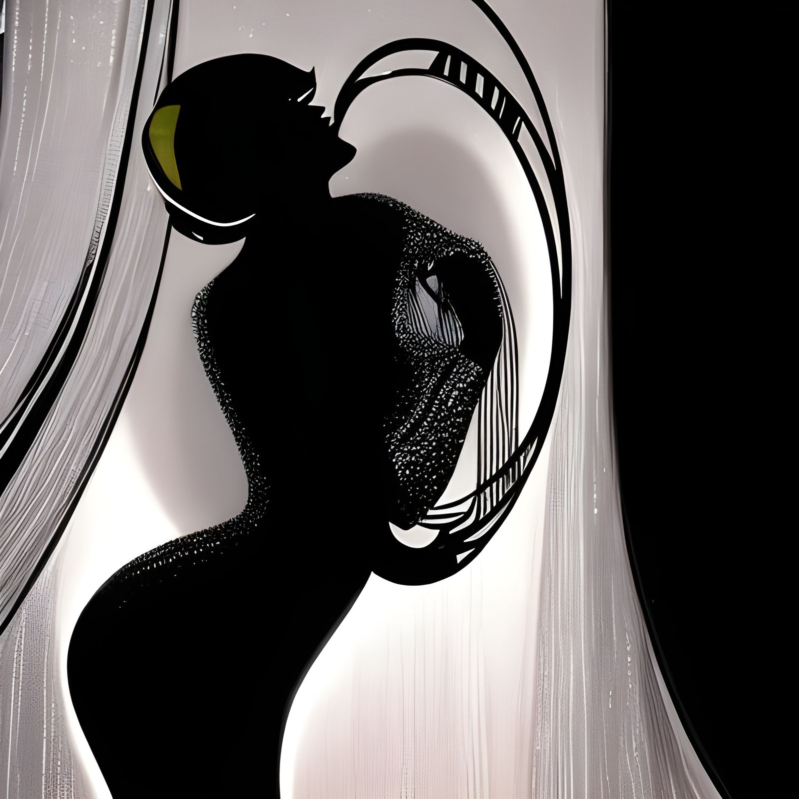 Art Deco Singer Behind a Shadow