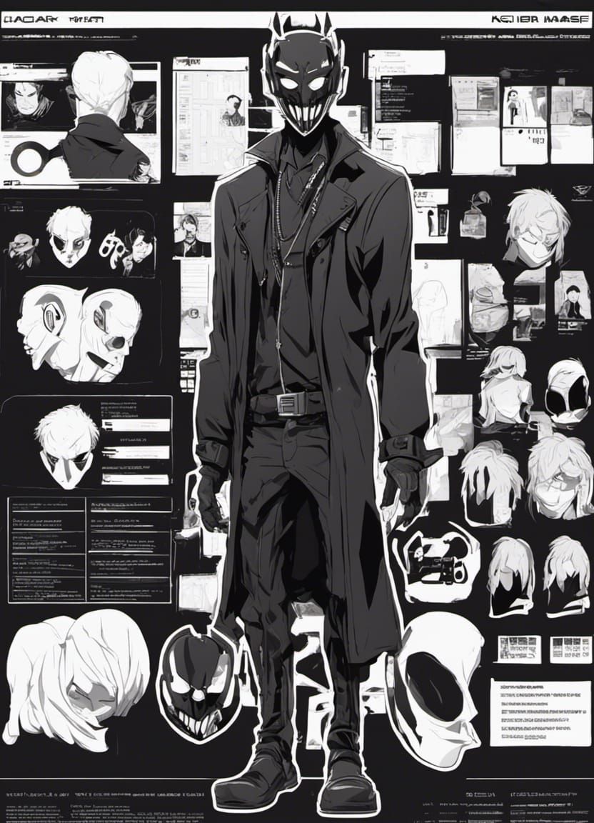 A Full Body Character Sheet of a Masked Villian