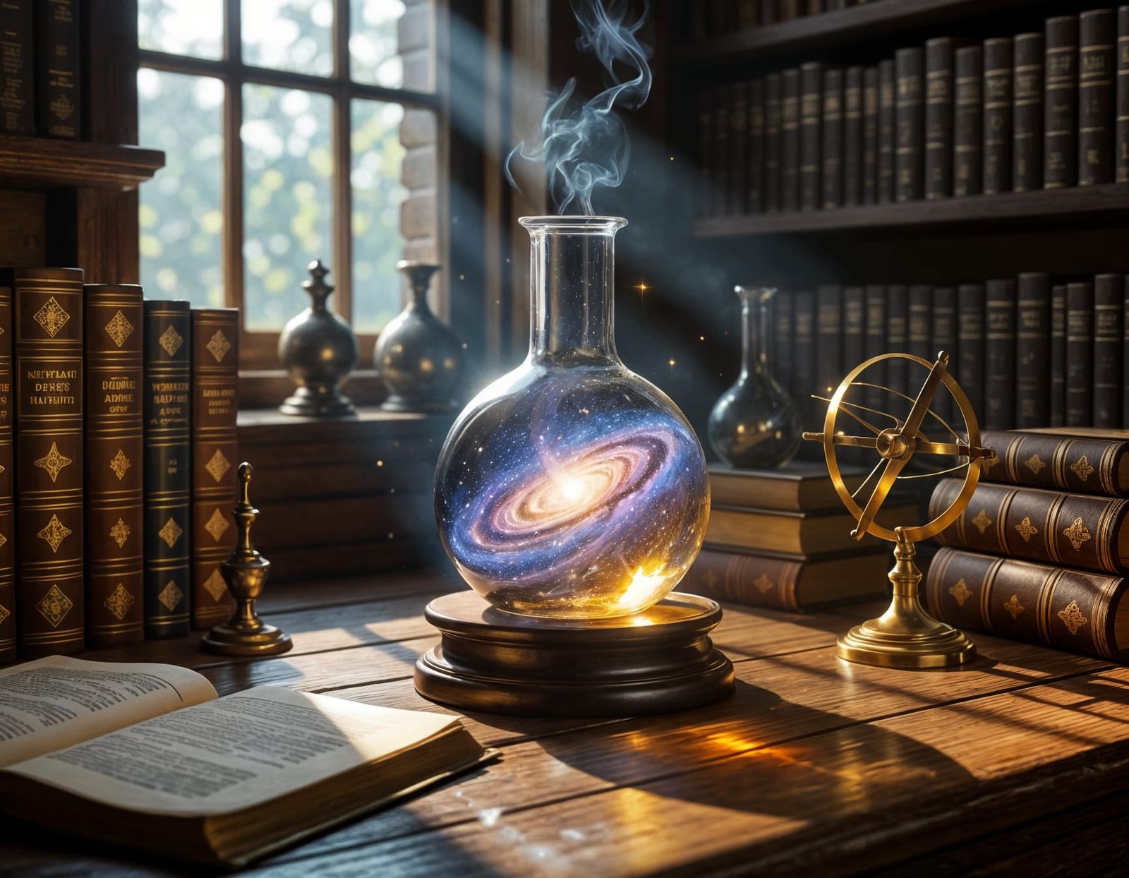 Cosmic Galaxy in Alchemist's Study, Digital Oil