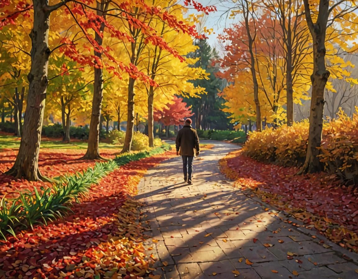 Autumn Path in Impressionist Style with Golden Light