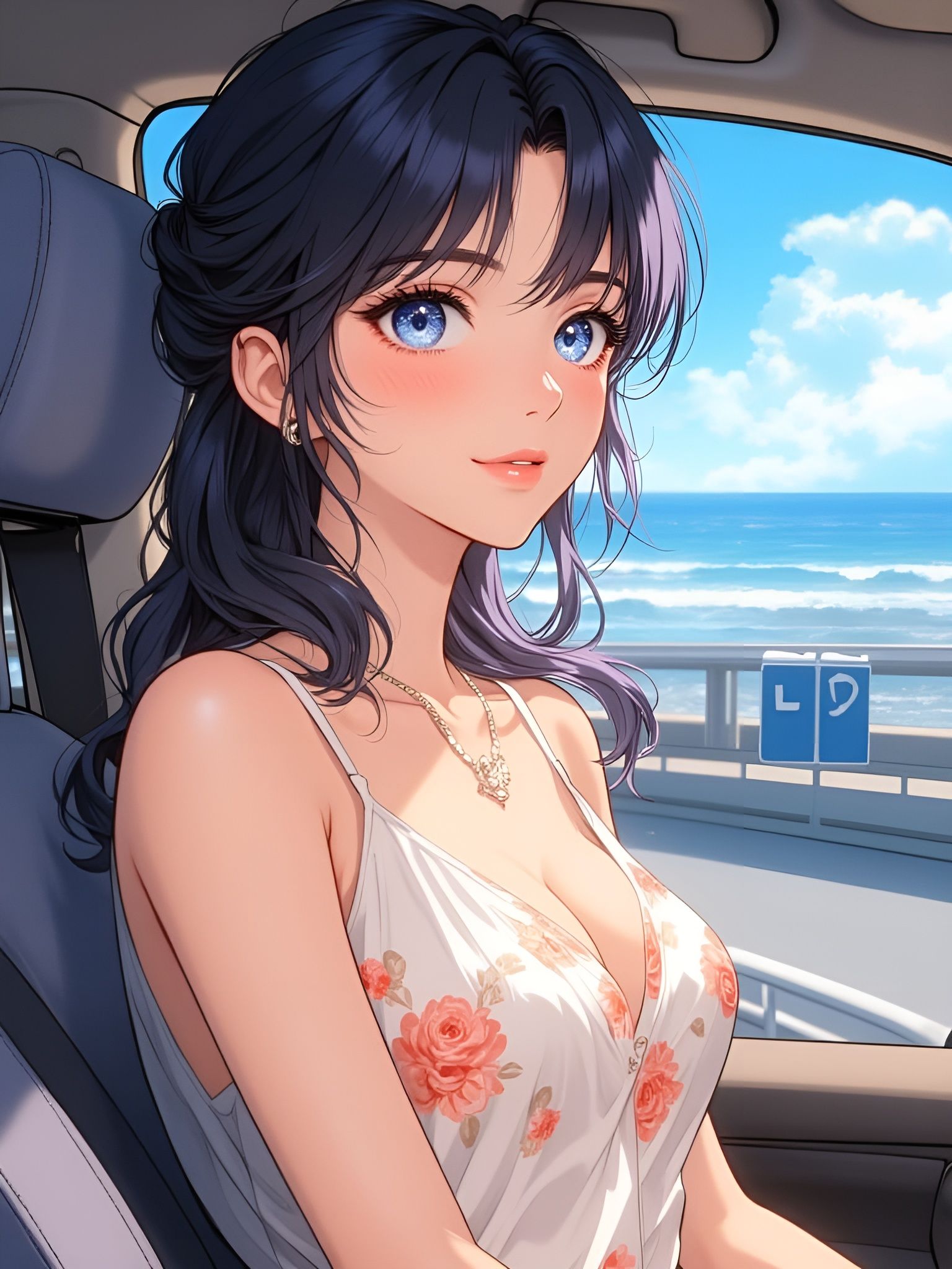 Anime Woman Laughing on the Way Home