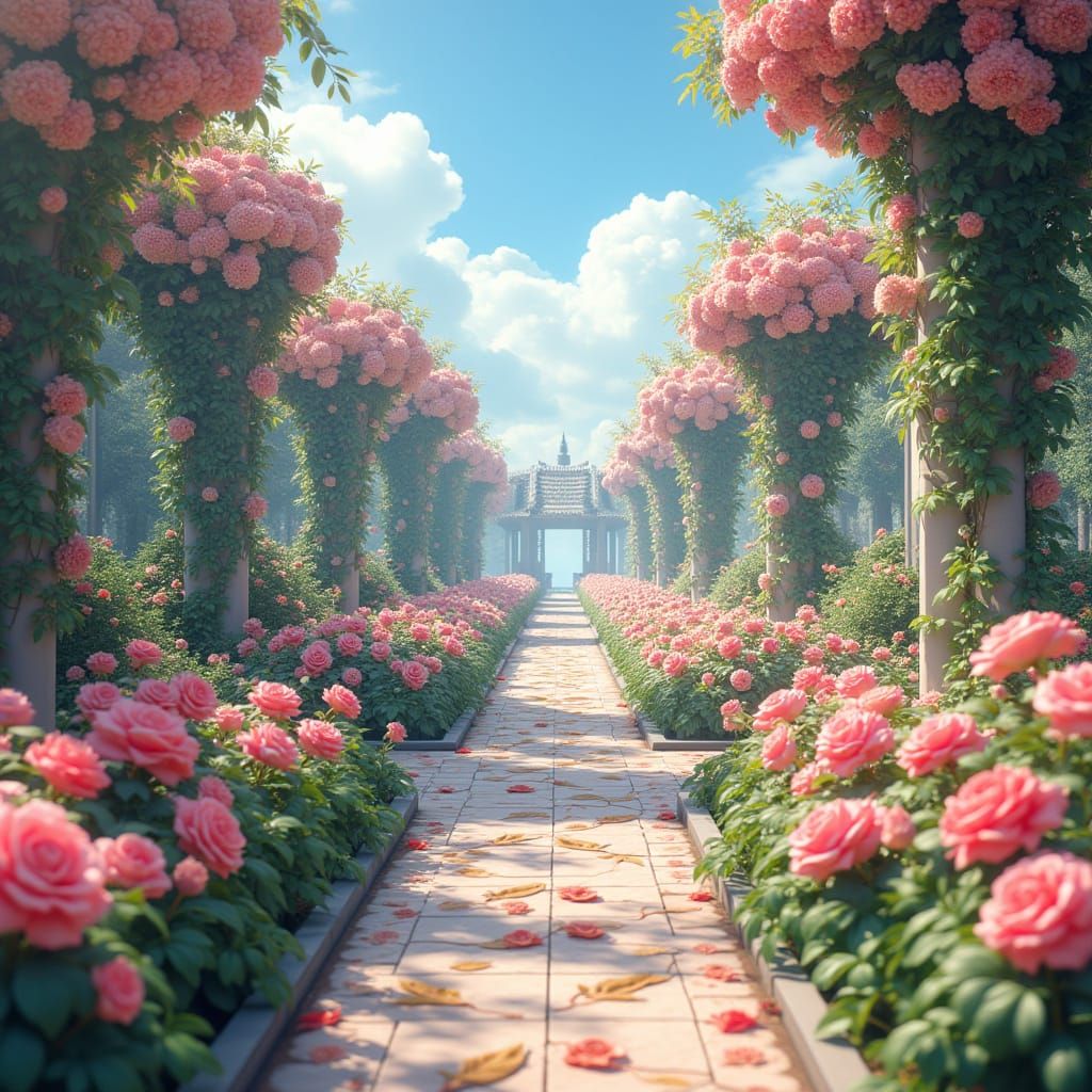 Anime-Inspired Rose Garden in 3D