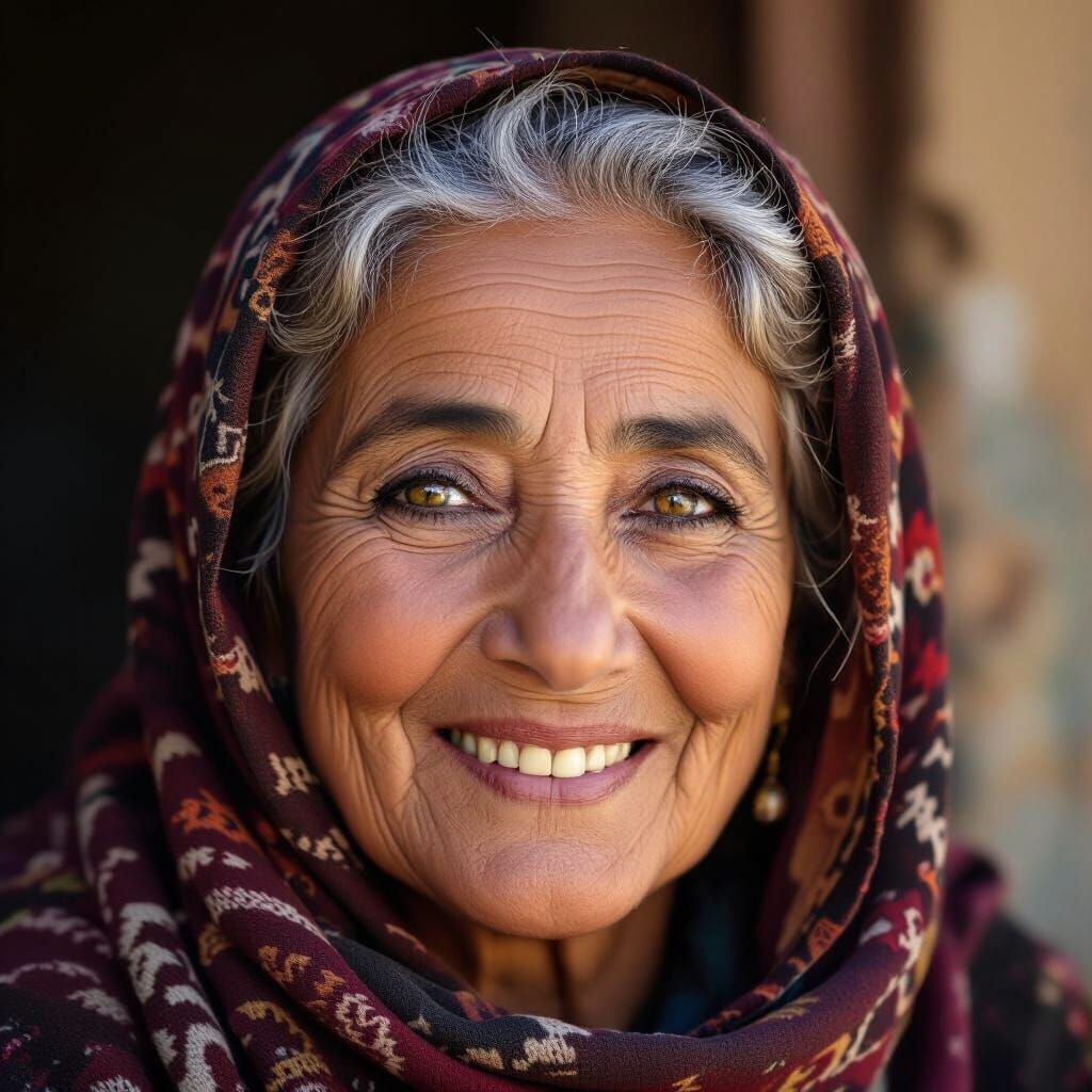Middle-Aged Egyptian Woman With Mischievous Smile