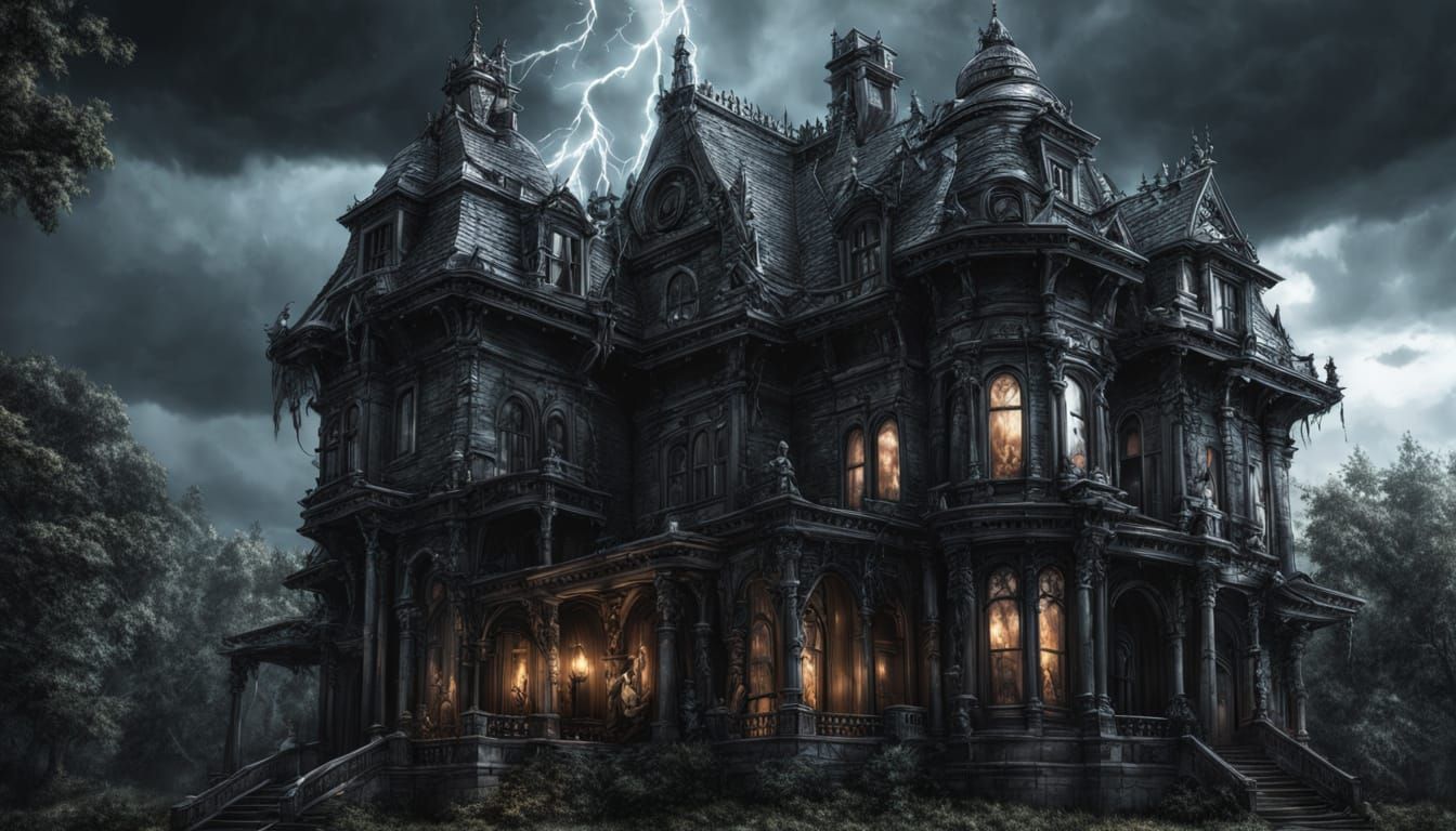 Eldritch Cryptid on Haunted Victorian Mansion