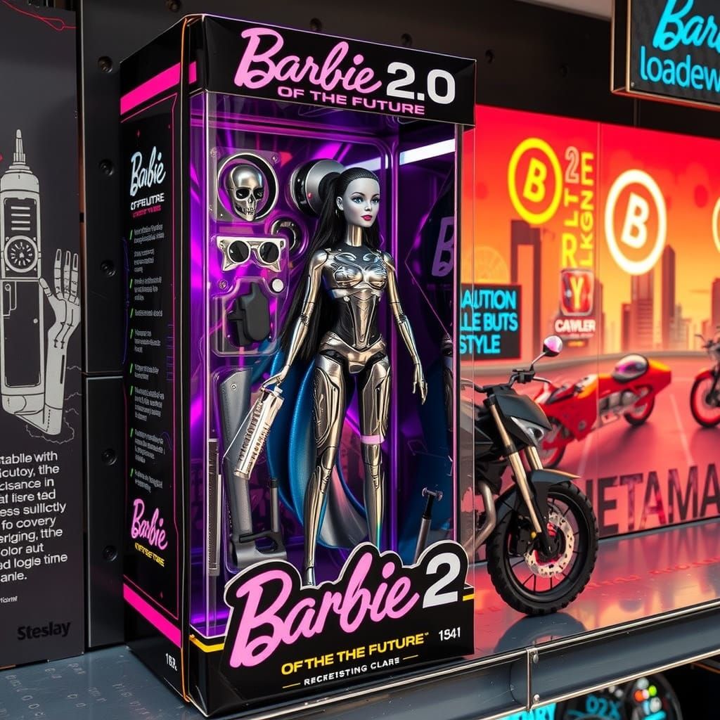 Cyberpunk Barbie Doll in Futuristic Packaging