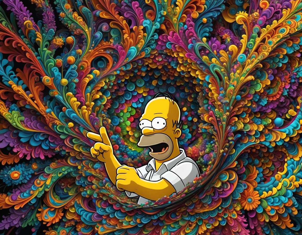 Homer Simpson and Colorful Mandalas in 8K