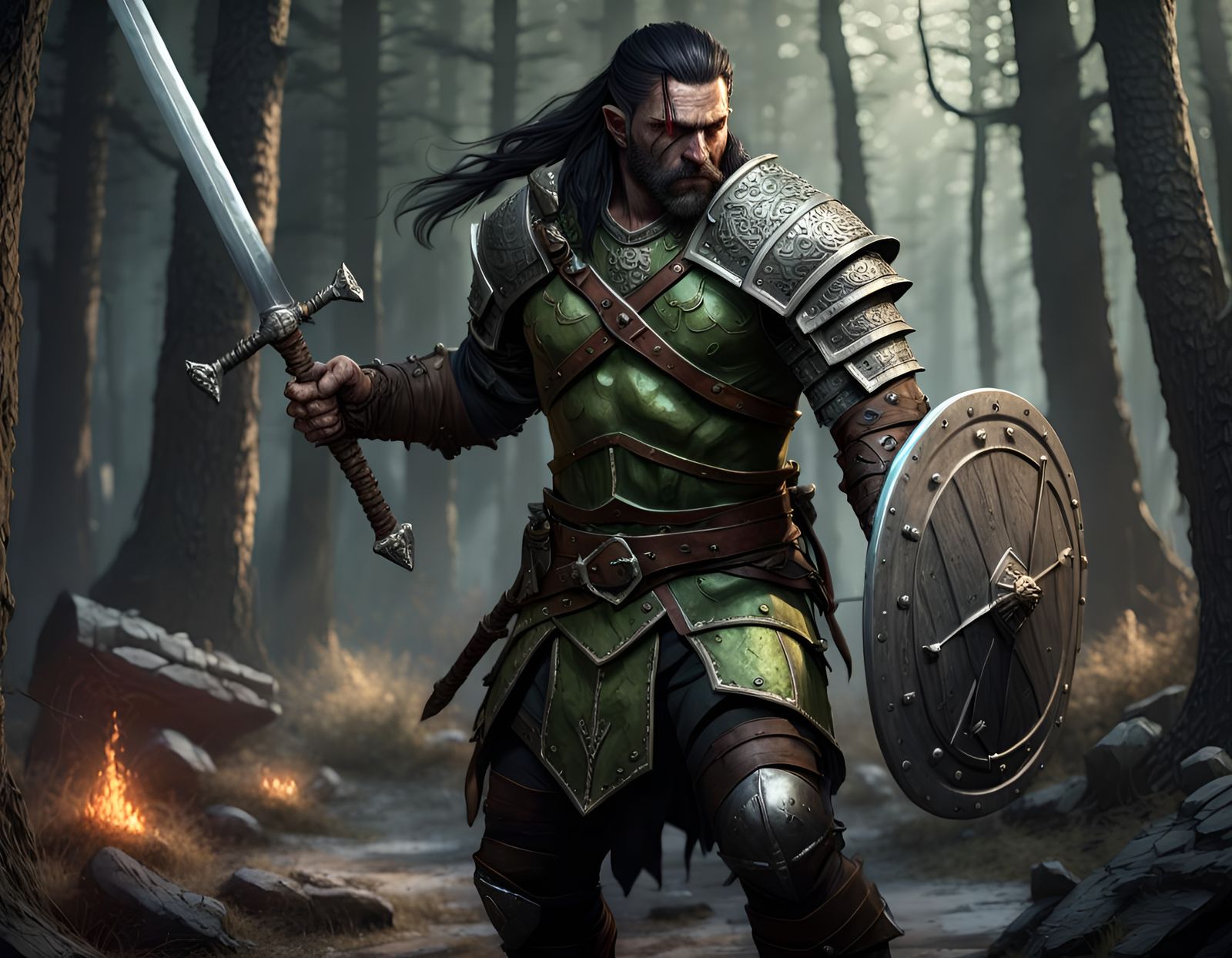 Dark Fantasy Half-Orc Warrior in Unreal Engine