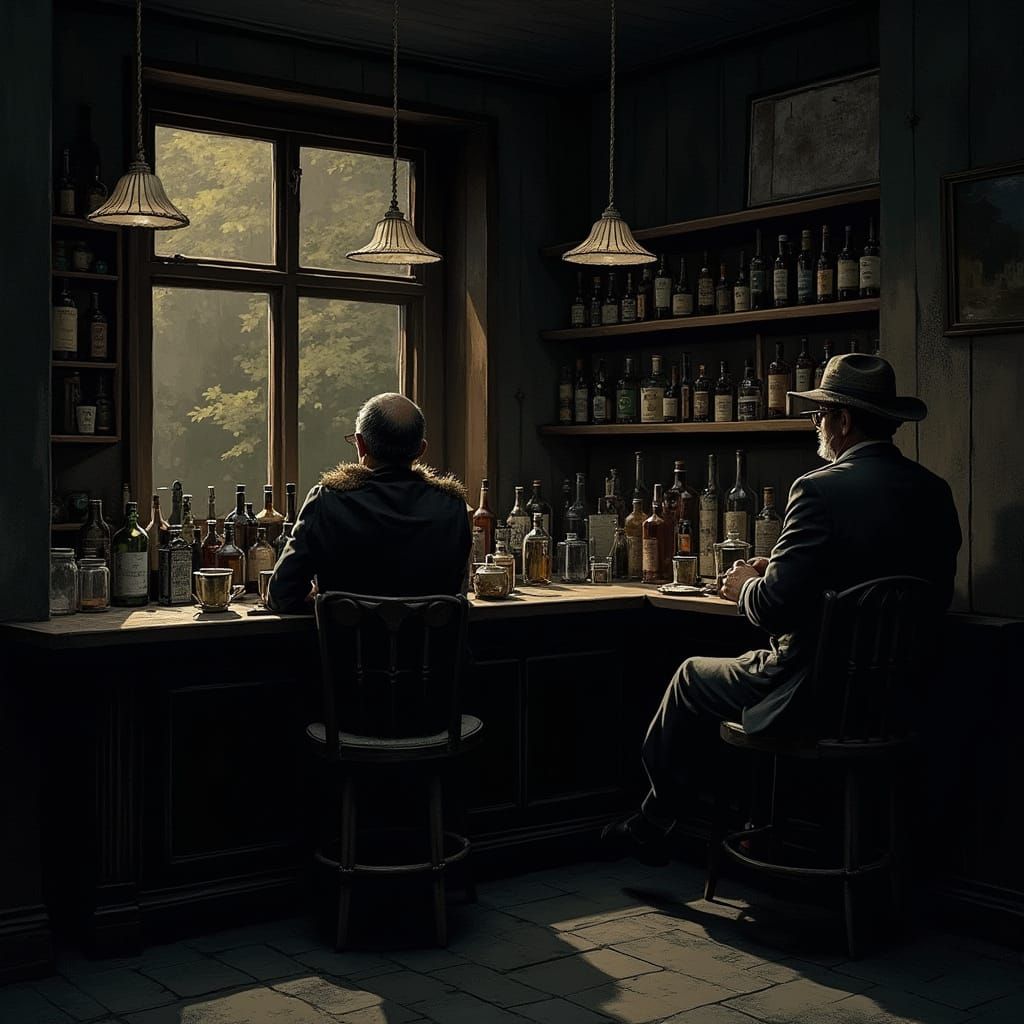 Dark Dirty Bar Scene With Bargolian In Corner
