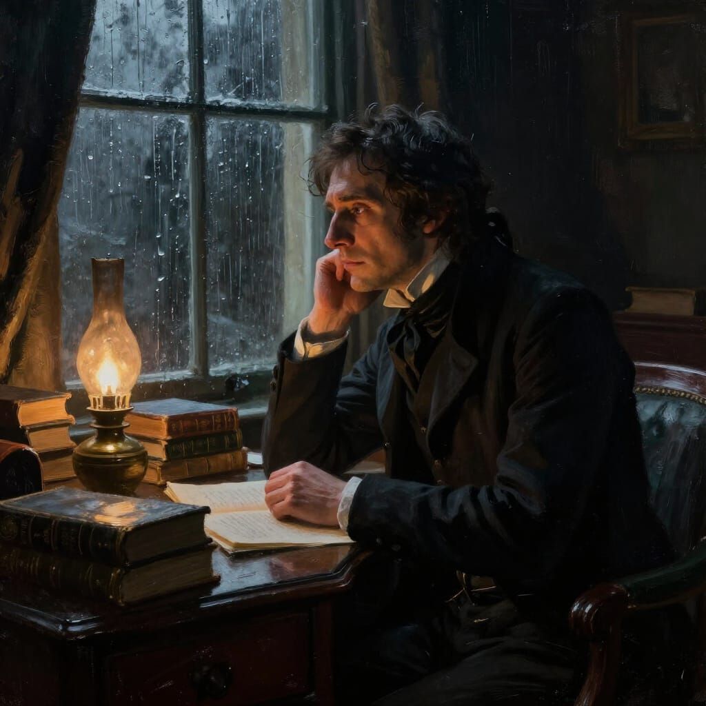 Regency Gentleman in Victorian Study, Rembrandt Style