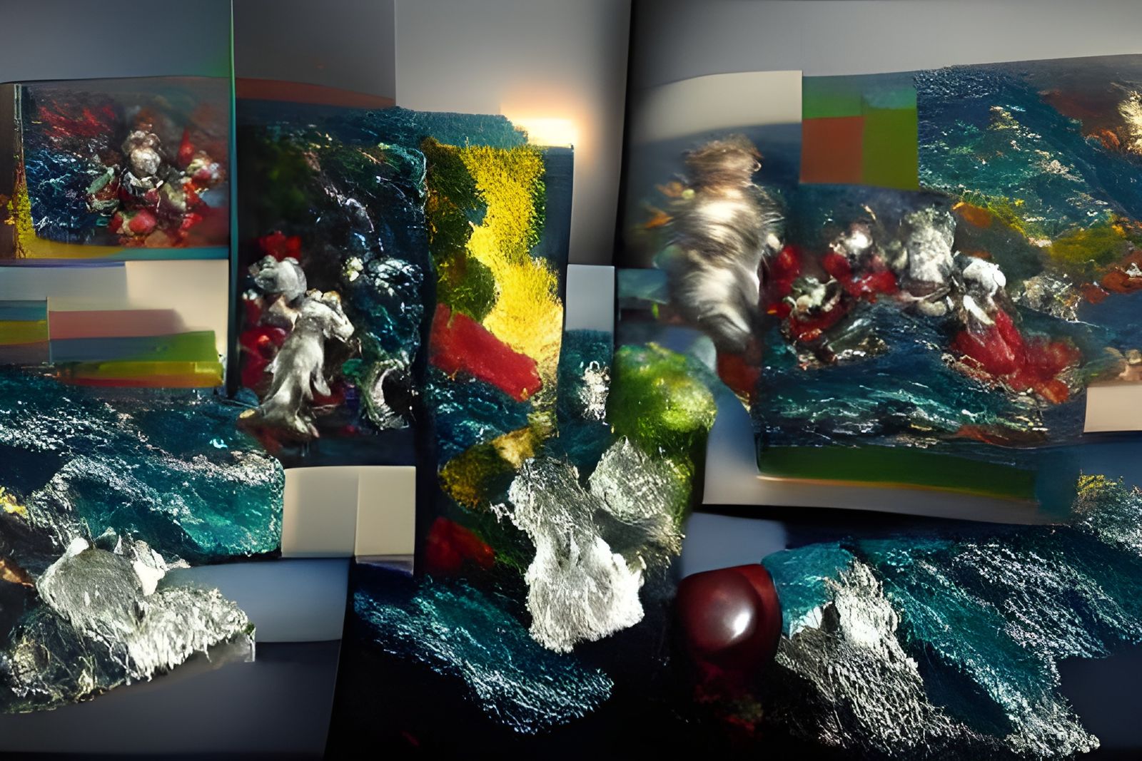 Jeweled Hedge Maze Seascape in Impasto Style