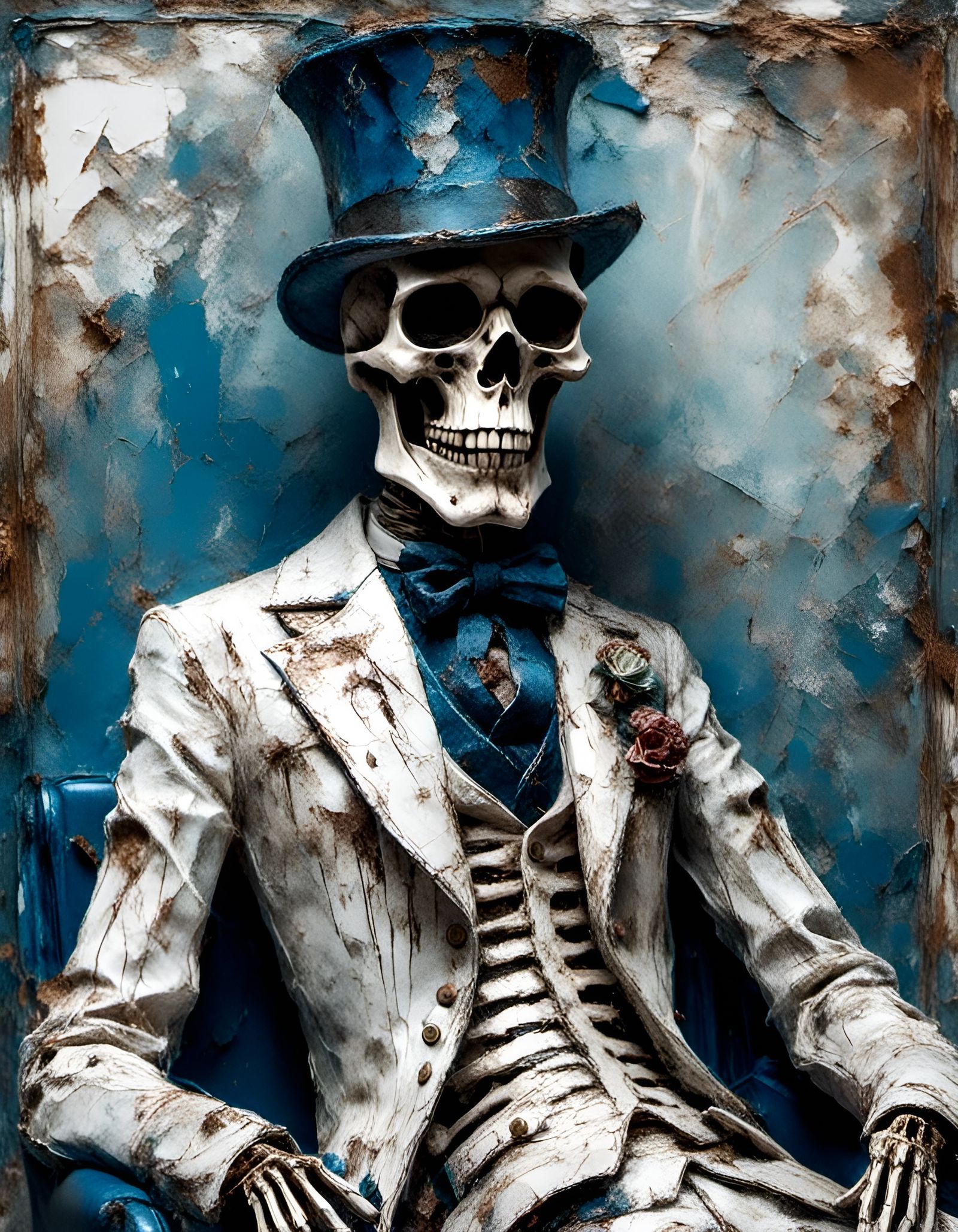 Skeleton Baron Portrait with Filigree in Impasto Style