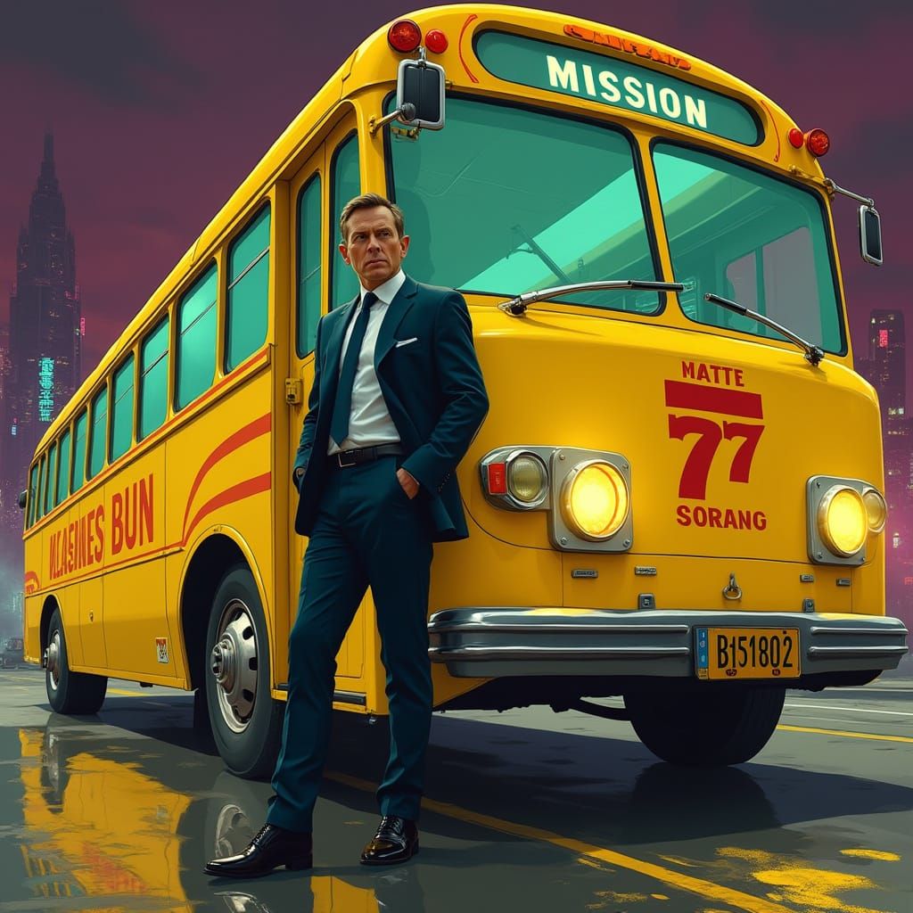 James Bond Looks Out of Place Beside Futuristic Yellow Missi...