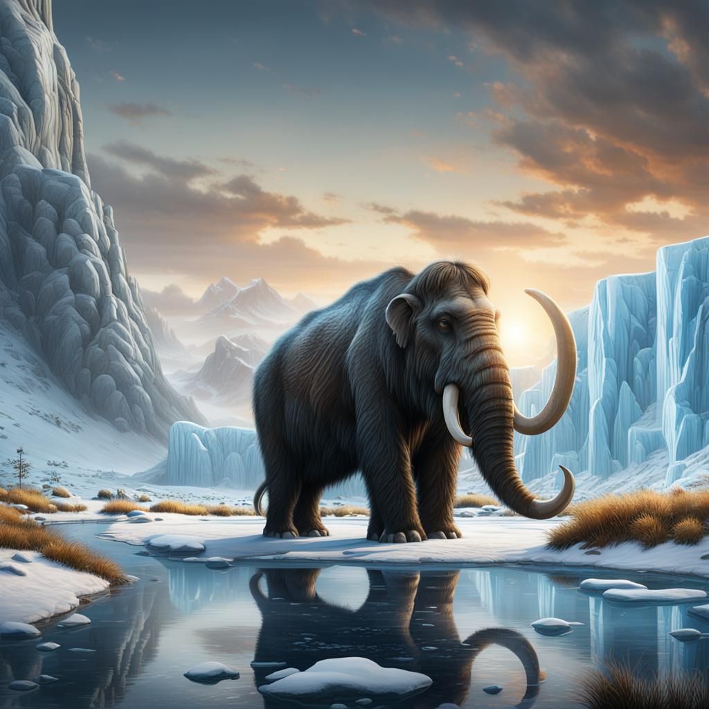 Woolly Mammoth on Ice: Detailed Matte Painting