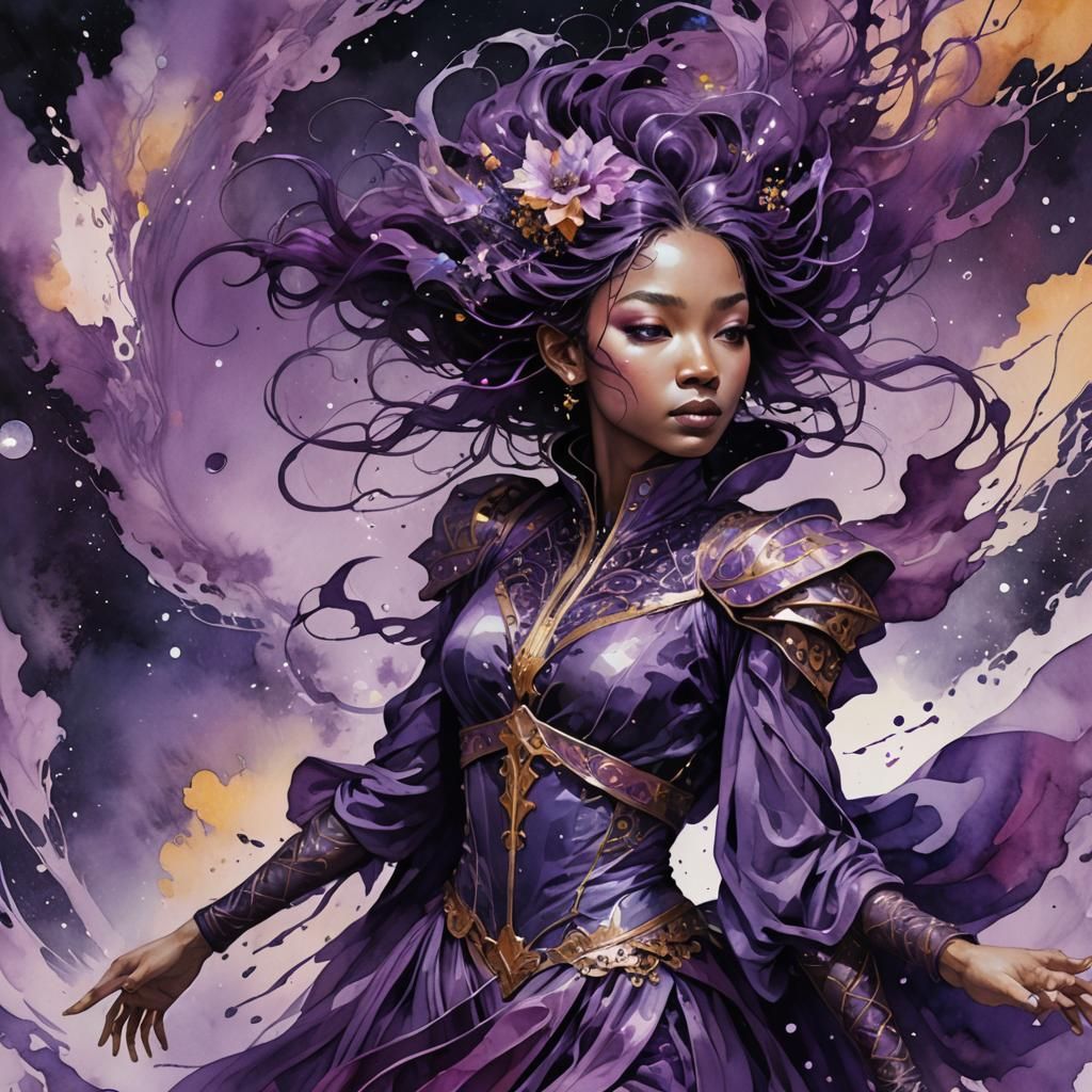 Woman in Purple Silk: a Watercolor Fantasy