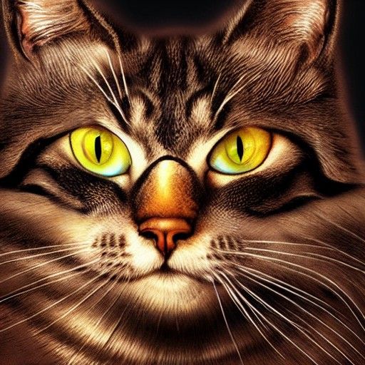 Hyperdetailed Viking Cat Acrylic Photoillustration in 8K