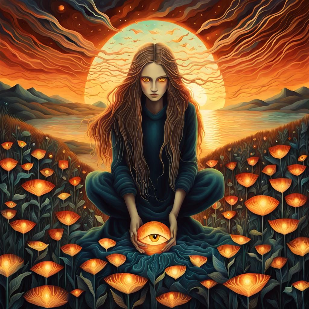 Mesmerizing Bio Art Collage of Glowing Eyes