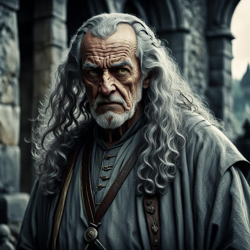 Grumpy Medieval Lord in Cinematic Film Still