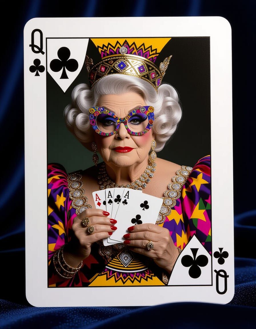 Dame Edna Queen of Clubs Playing Card Photo