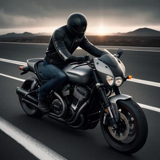 Motorcycle Rider in Leather Jacket, Cinematic Photography