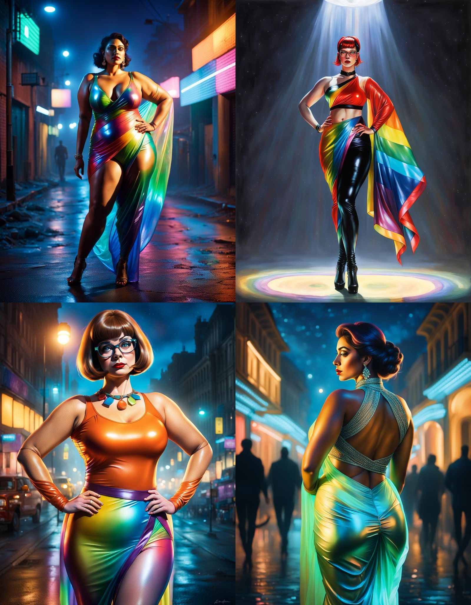 Hyperrealistic Velma in Transparent Saree, Painterly Style