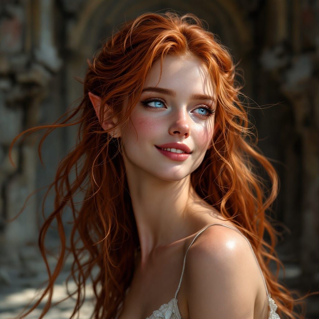 Elven Demigoddess in Collapsed Throne Room