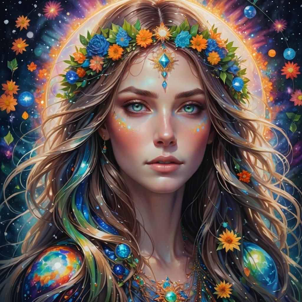 Planetary Woman Portrait in Hyperdetailed Digital Art