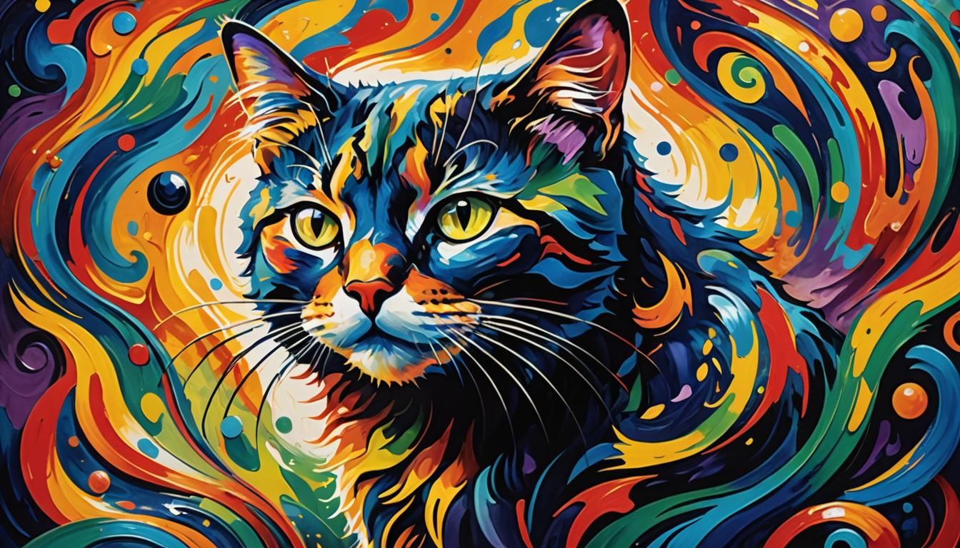 Surreal Fauvist Cat Creature with Iridescent Colors