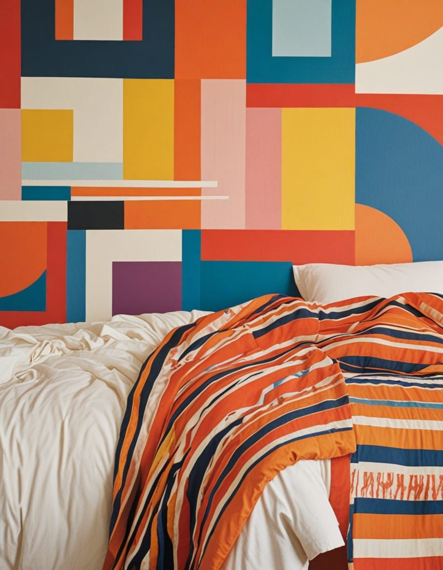 Unmade Bed in Style of Roy Kuhlman and Kelly Wearstler