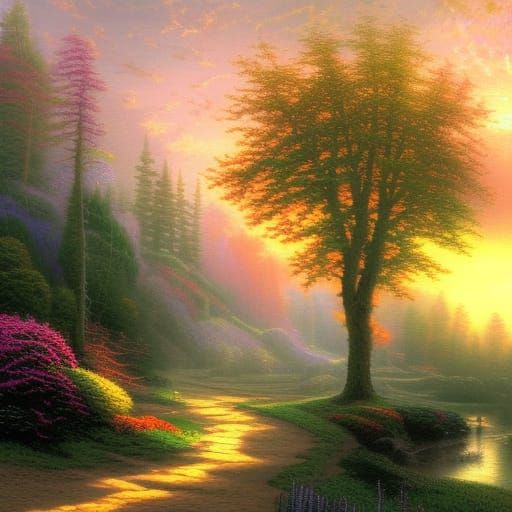 Ethereal Flaming Tree in Hyperdetailed Fantasy Mist