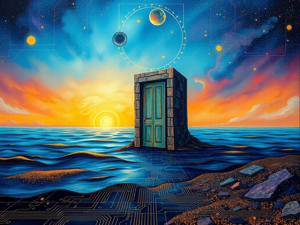 Surreal Ancient Door Alcohol Ink Painting