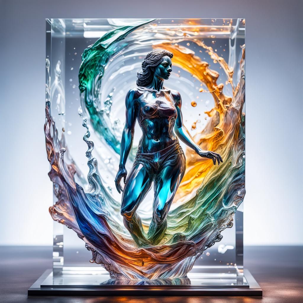 Transparent Glass Sculpture: Hyperrealistic Concept Art
