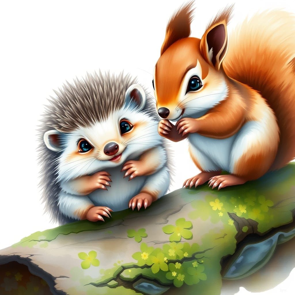 An endearing baby hedgehog and an endearing baby squirrel