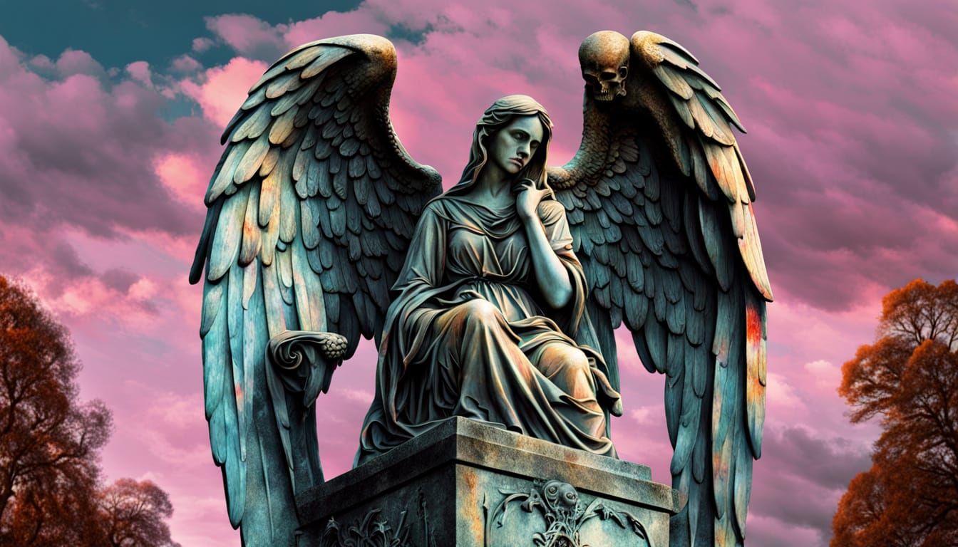 Angel of Death in Victorian Cemetery, Roberto Ferri Style
