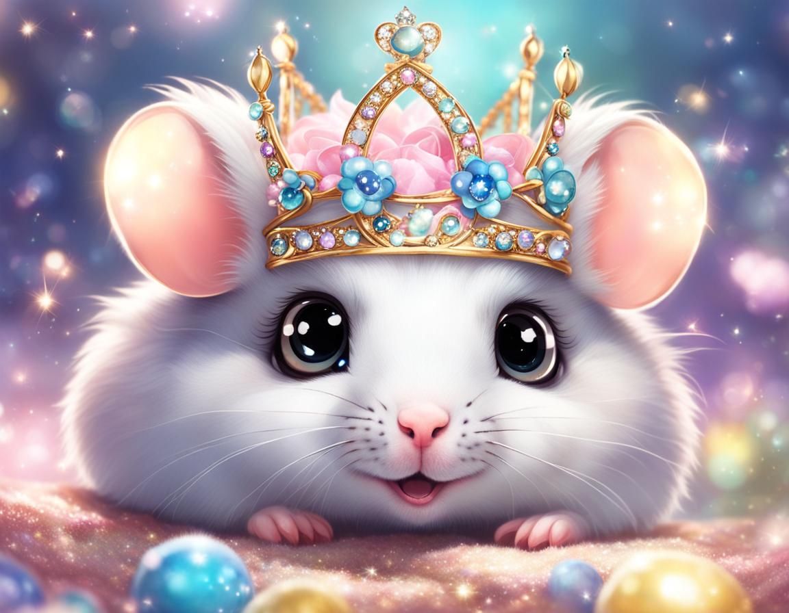 Hamster Princess with Tiara in Fantasycore Style