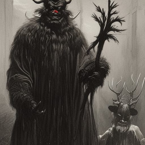 Horror Krampus: Santa Claus Monster in Gustave Doré Style
