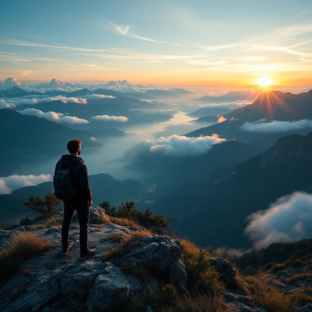 Breathtaking Mountain View at Sunset in Cinematic Style