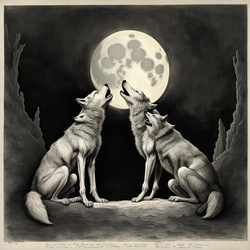 Wolves Kiss Under Three Moons, Horror Art