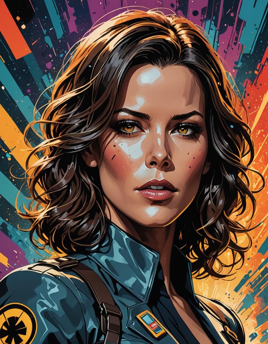 Retrofuturistic Noir Comic Book Poster Girl