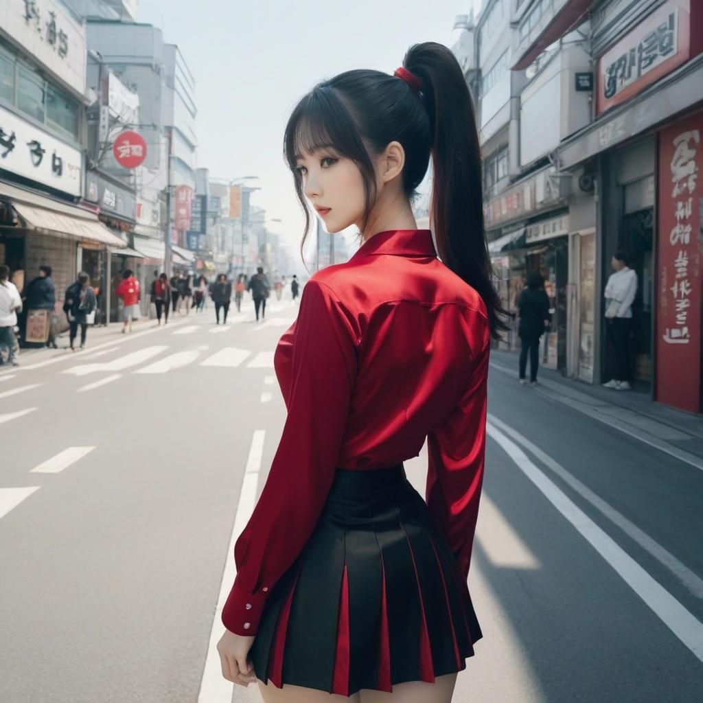 Korean Girl in Y2K Fashion, Hongdae Street Scene