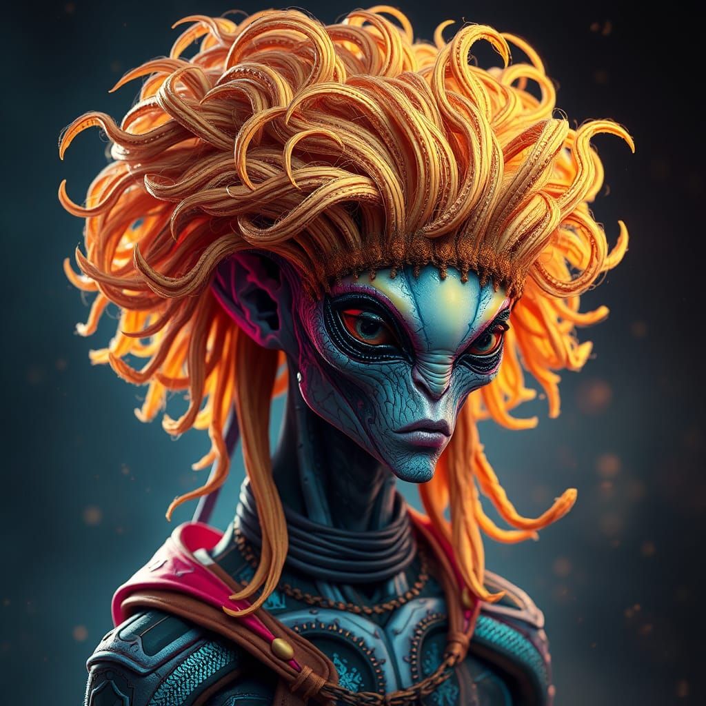 Extravagant Alien Portrait in Digital Art Style