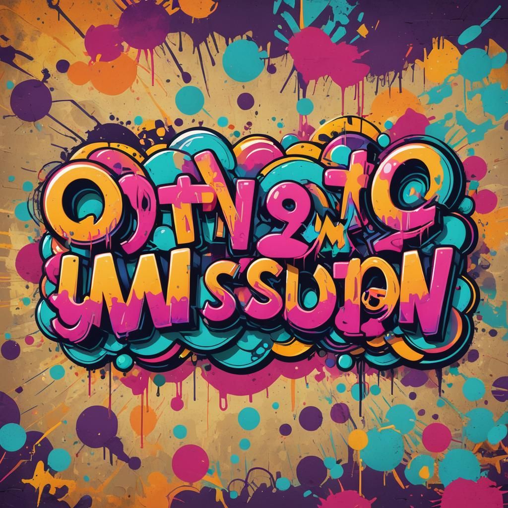 On a Mission in Colorful Graffiti Bubble Font