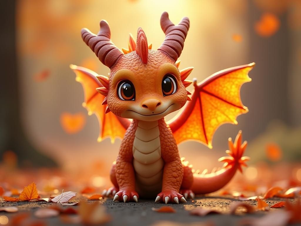 Autumn Leaf Dragon in Detailed Digital Painting Style