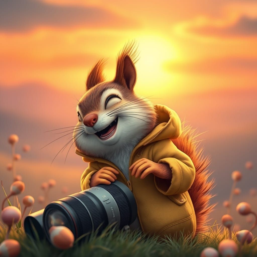 Eichhörnchen mit Fernglas