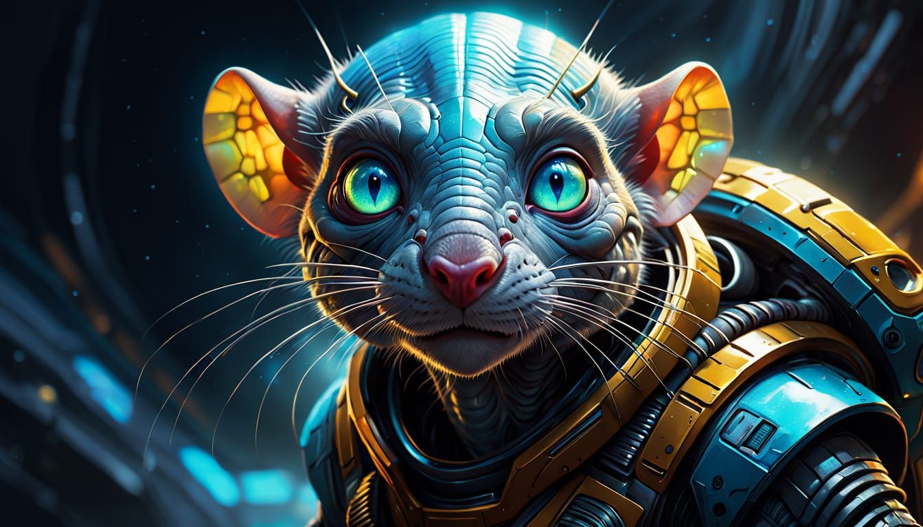 Vibrant Sci-Fi Alien Portrait with Icy Blue Eyes and Yellow ...
