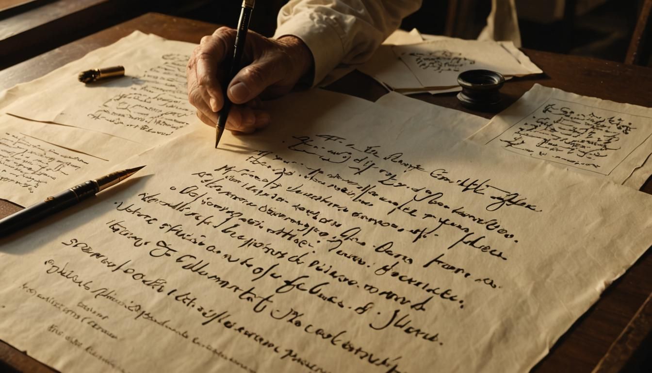 Elegant Calligraphy Brush in Golden Light