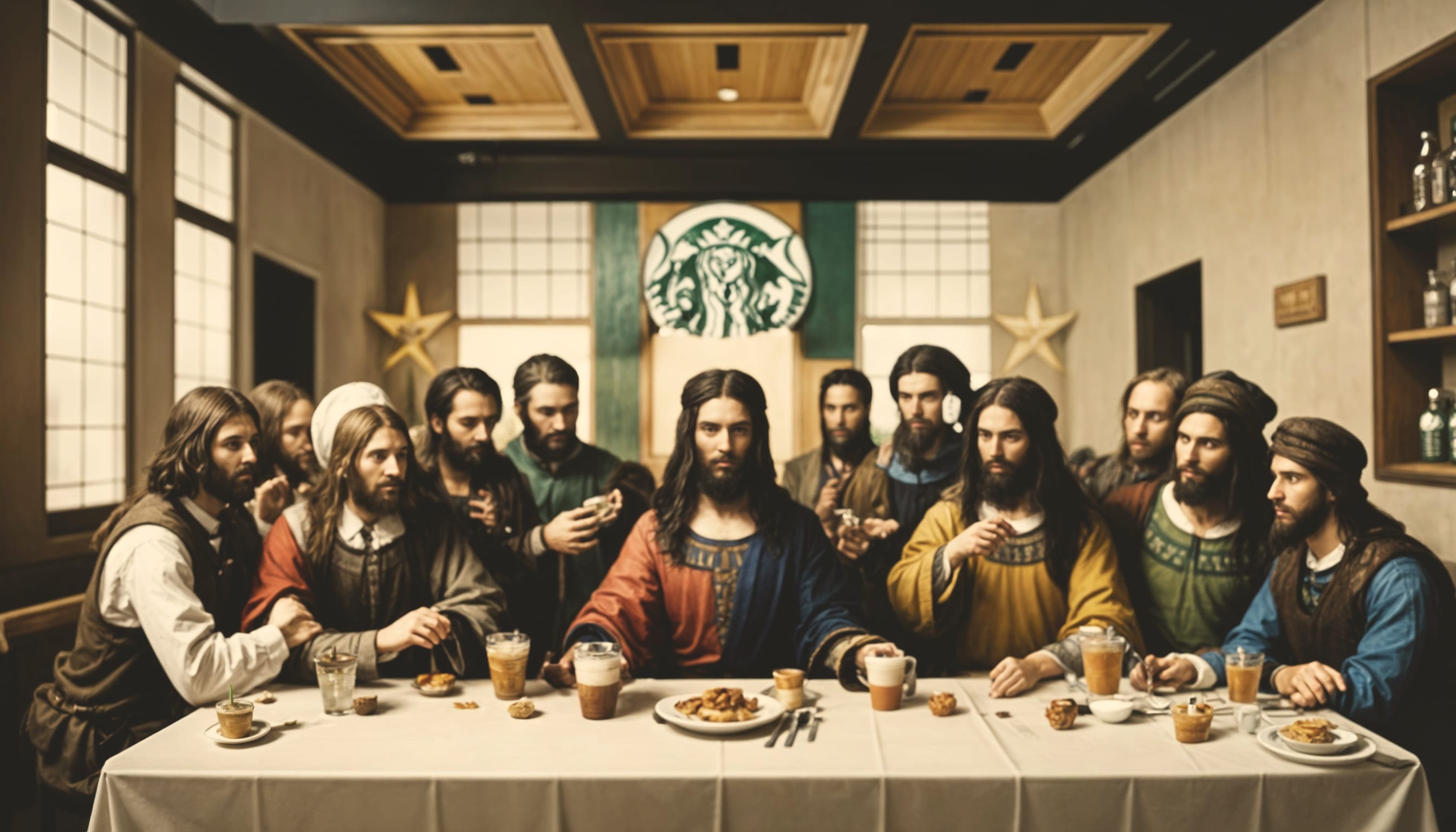 Masterpiece of Coffee and Faith in a Starbucks Setting