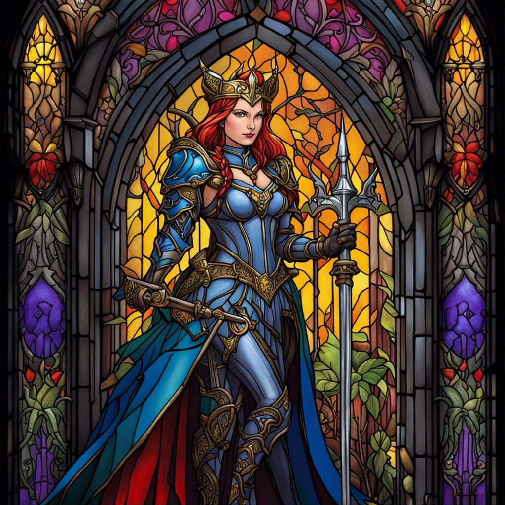 Armored Fairy Witch Paladin with Stained Glass