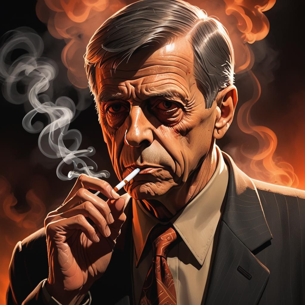 Cigarette Smoking Man in Dark Academia Style