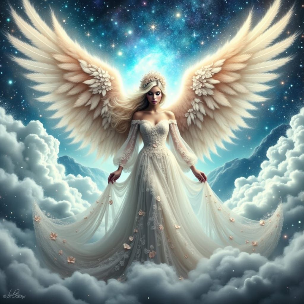 Ethereal Angel in Serene Cloudscape
